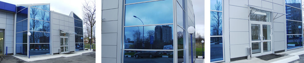 Остекление фасадов магазинов большими стеклопакетами Лосино-Петровский